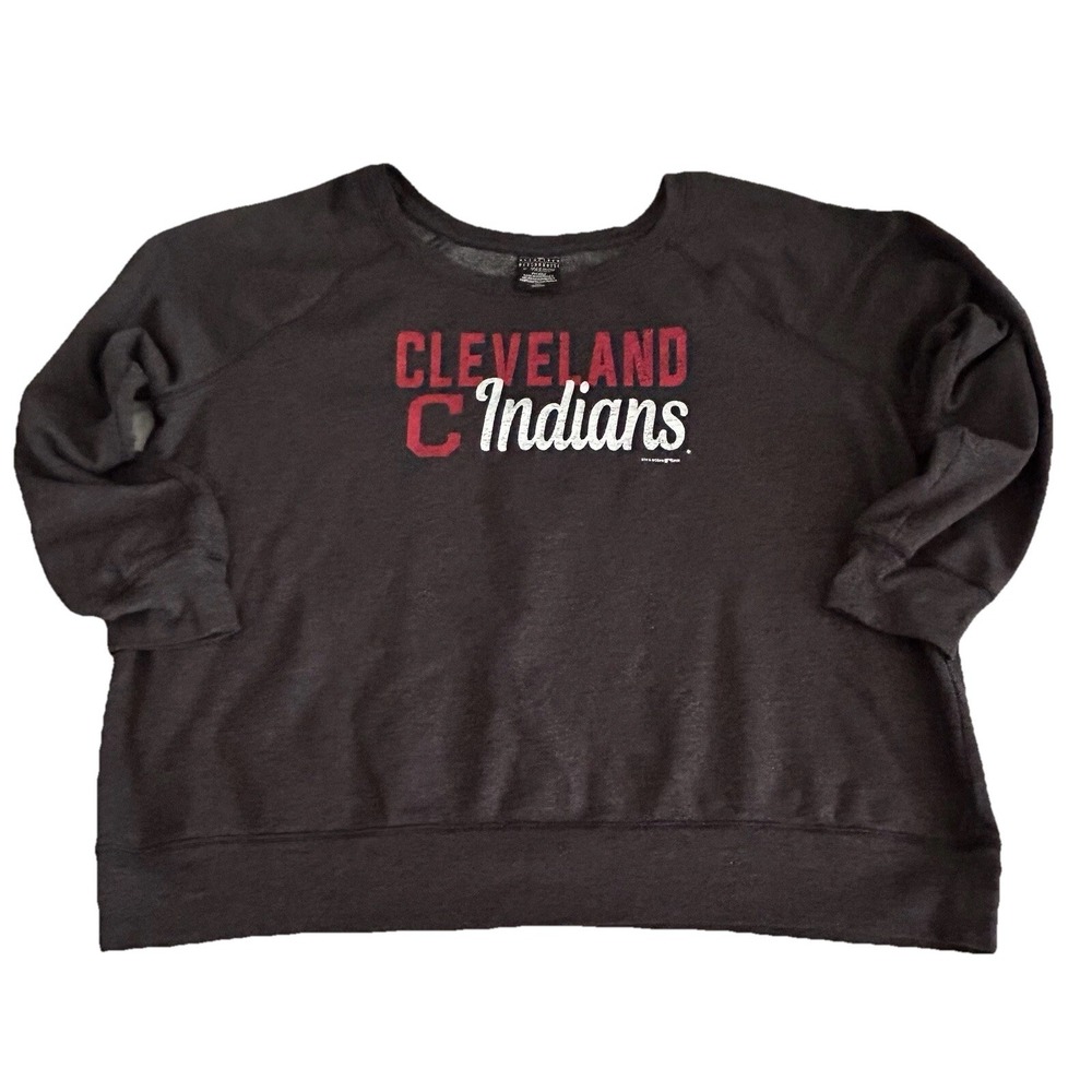 Cleveland Indians 5th & Ocean Gray Pullover Sweatshirt Womens XXL MLB Baseball